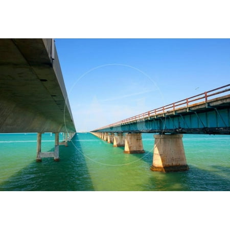 Bridges Going to Infinity. Seven Mile Bridge in Key West Florida Print Wall Art By