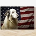 thumbnail image 3 of Borzoi Dog American Flag Canvas Poster Wall Art Dog Pictures for Wall Decor Red White Blue Flag of USA Patriotic Painting Print for Living Room Bedroom Office, 3 of 5