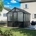 thumbnail image 5 of VEIKOUS 6 x 8ft Outdoor Walk-in Wood Greenhouse W/ Polycarbonate Panels, Adjustable Roof Vents & Lockable Door, Black, 5 of 15
