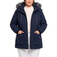 thumbnail image 2 of Wantdo Women's Big and Tall Winter Jacket Quilted Hooded Winter Coat Windproof Puffer Parka Jacket Navy 5XL, 2 of 8