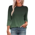 thumbnail image 1 of Plebaso T-Shirts à Manches 3/4 Col Rond pour Femmes Tee-Shirts Décontractés Amples Blouses Dégradées pour P-5TG, 1 of 7