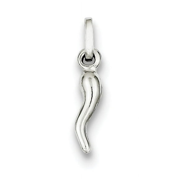 Solid Sterling Silver 3-D Italian Horn Charm