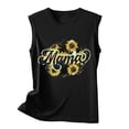 thumbnail image 4 of Wycnly Womens Tank Tops Summer Sunflower Graphics Round Neck Sleeveless T Shirts Fashion MAMA Letter Print Loose Breathable Vest Blouses Black xxl Clearance Under $5, 4 of 5