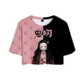 thumbnail image 2 of Demon Slayer Short Sleeve Suit,Women Summer Crop Top Shorts 2PCS Sets,3D Anime Print Sexy Athletic Outfit Set, 2 of 5