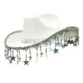thumbnail image 2 of pstuiky Sombrero vaquero del oeste, sombrero vaquero brillante para mujer con borlas de estrella de cinco puntas, sombrero vaquero para fiestas navideñas, 2 of 6