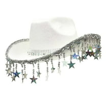 WEGFTDUOP Christmas Decor Western Cowboy Hat Sparkling Women's Cowboy Hat With Five Pointed Star Tassels Cowboy Party Hat Christmas Party Hat Holiday Products