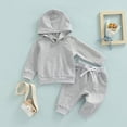 thumbnail image 2 of Zuwimk Boys And Girls 2-Piece Solid Color Hoodie Jogger Set, Athletic Outfits Elastic Waistband, Big Boy Girls Toddler Activewear(T075-Grey), 2 of 9