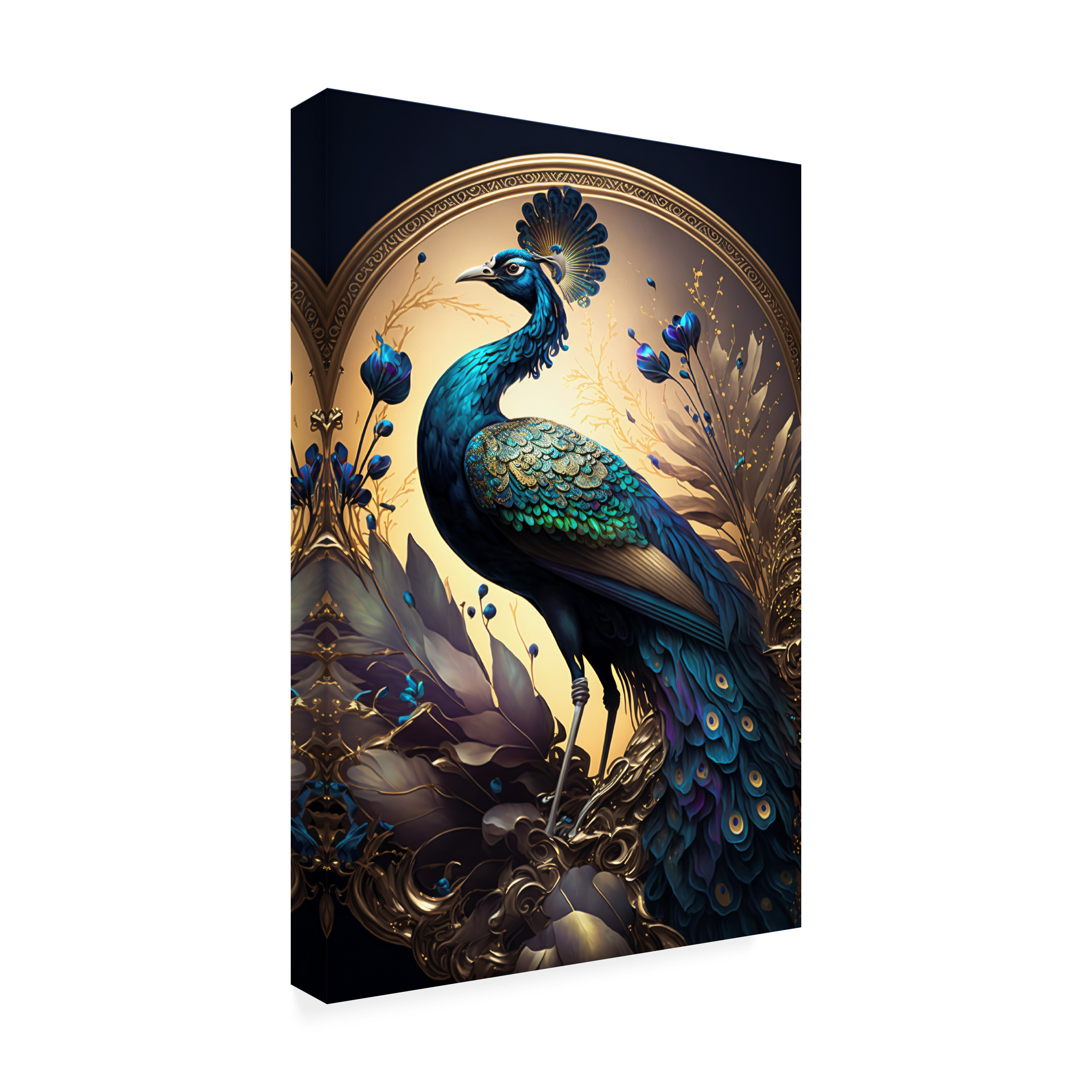 Canvas Wall Art - Ray Heere 'Proud Peacocks 3' Wall Art for Living Room, Bedroom, or Office DÃ©cor by Trademark Fine Art - 12 x 19 Inches