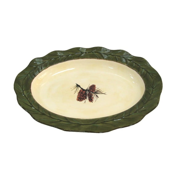 HiEnd Accents  Pine Cone Multicolor Ceramic Serving Platter