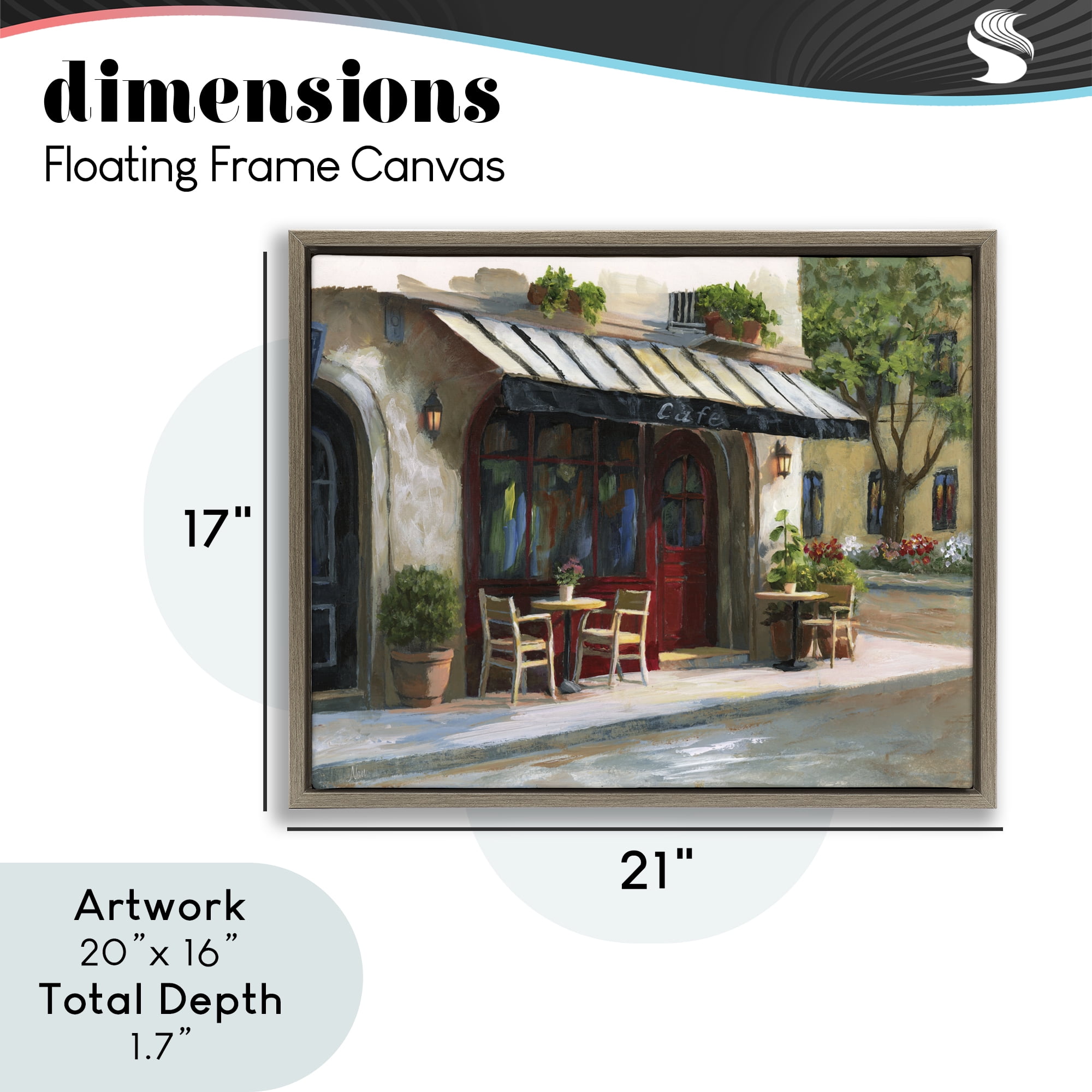 Stupell Industries Charming Sidewalk Cafe Tables Brown Framed Floater Canvas Wall Art, design by Nan