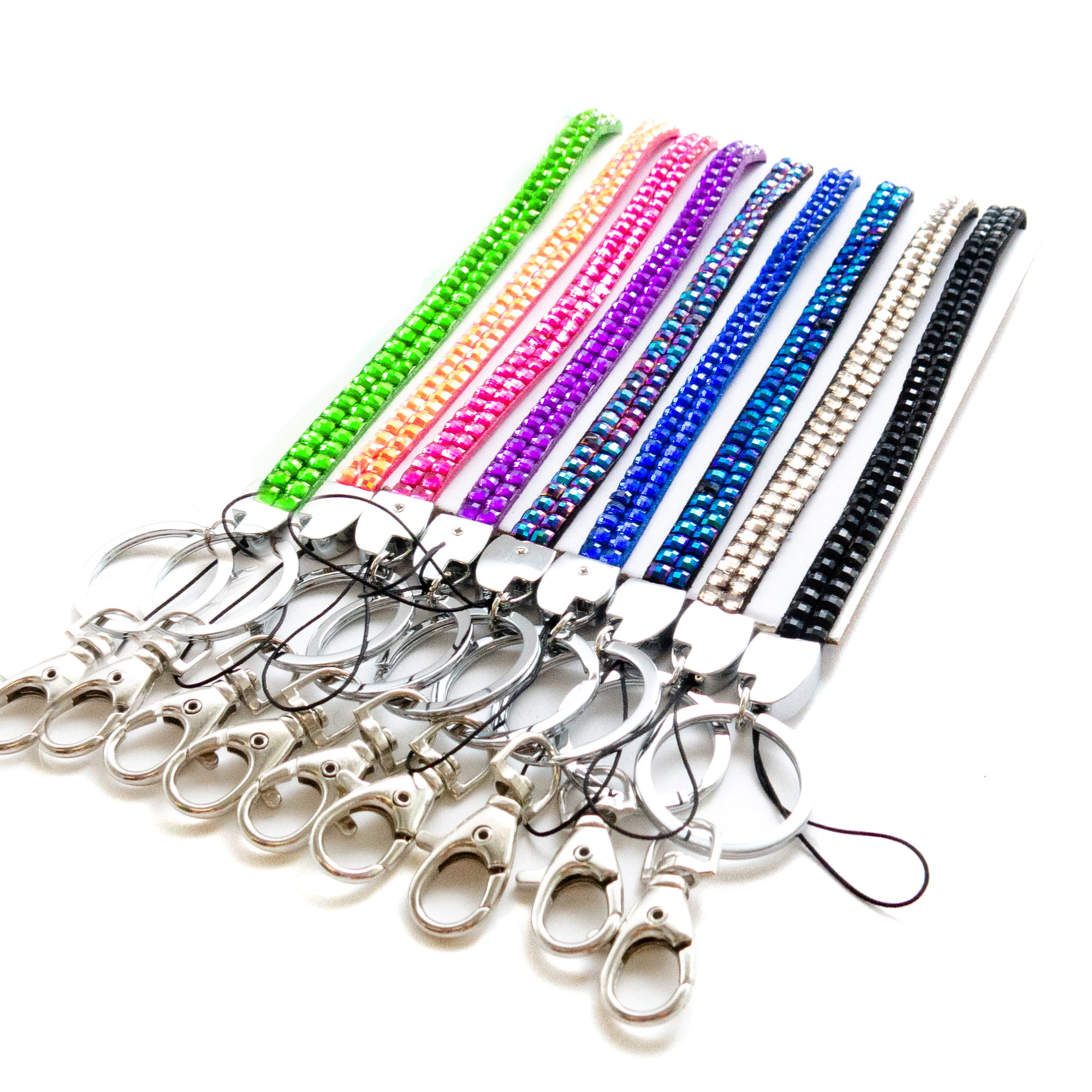 Lanyard Wristlet Wrist Strap Keychain with Colorful Stones for Women 9 PCs Pack - Short Clutch ...