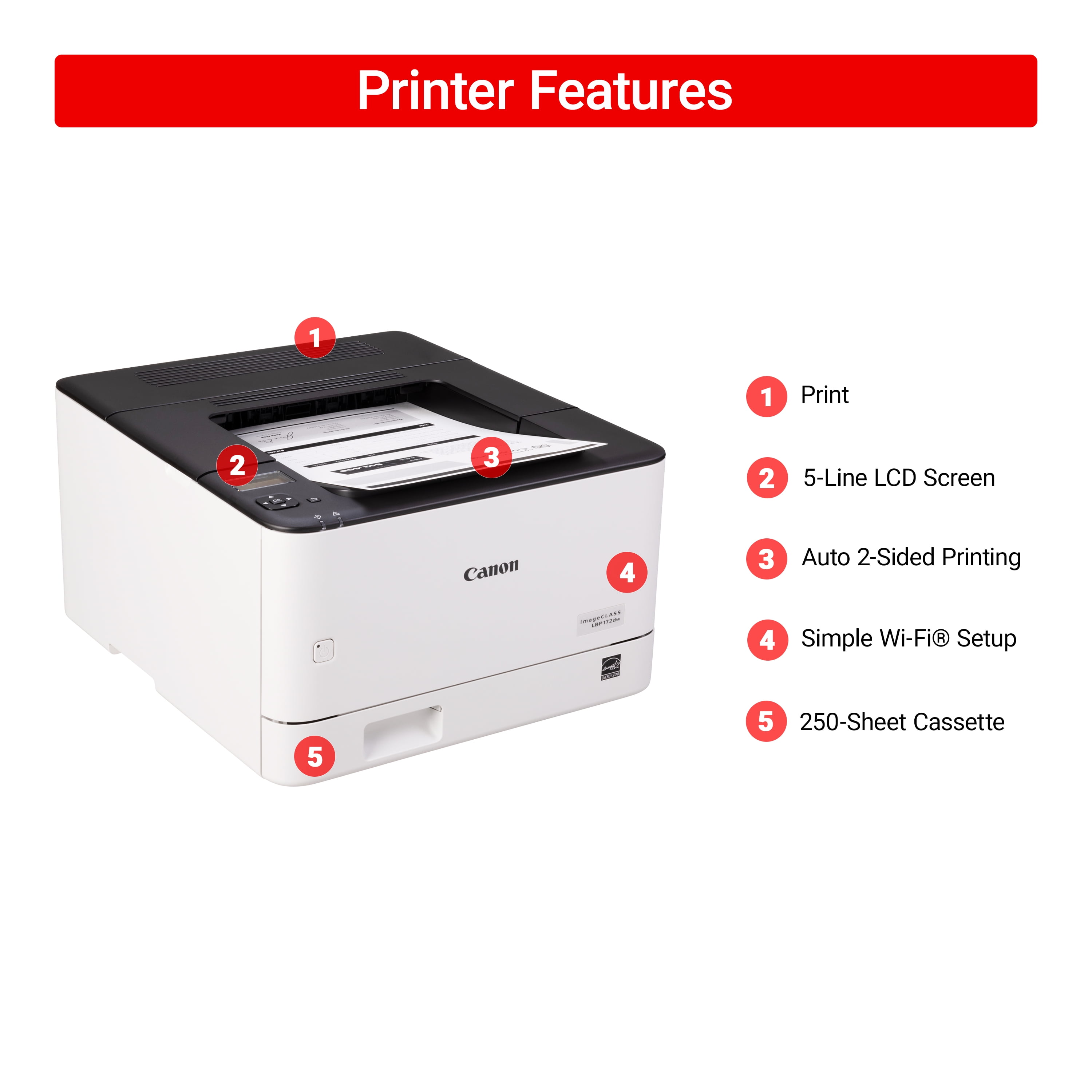 Canon imageCLASS LBP172dw - Wireless, Duplex Laser Printer with 1-Year Limited Warranty