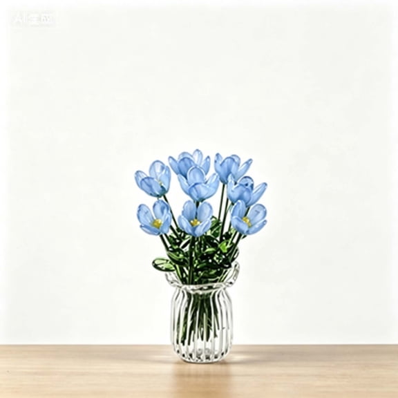 Handmade Glass Artificial Flower Bouquet, Exquisite Handmade Glass Artificial Flower Bouquet, Mini Floral Arrangement Ornament, Fresh Desktop Decor for Home Bedroom Wedding Festival Gift Display