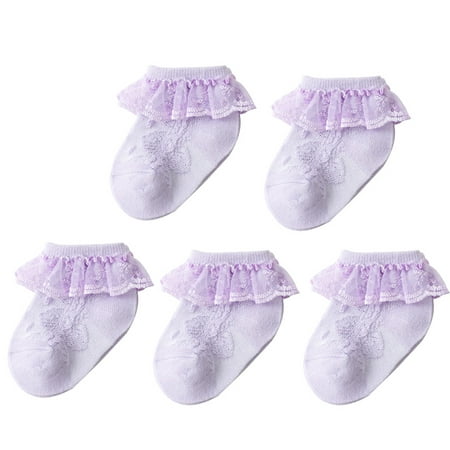 

Lace Baby Socks Newborn Cotton Baby Girls Sock Cute Princess Style Toddler Socks Baby Accessories M Violet-1 Pairs