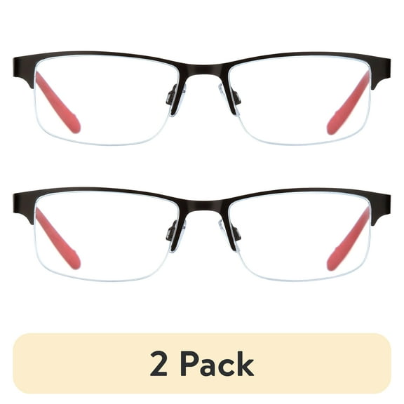 (2 pack) Ironman Rectangle Gunmetal Reading Glasses 1.25