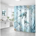 thumbnail image 4 of Sea Turtle Shower Curtain for Bathroom, Teal Blue Ocean Beach Coastal Decor Bath Curtains, Funny Animal Nautical Starfish Fish Waterproof Fabric Shower Curtain Sets 69x72in with Hooks, 4 of 6