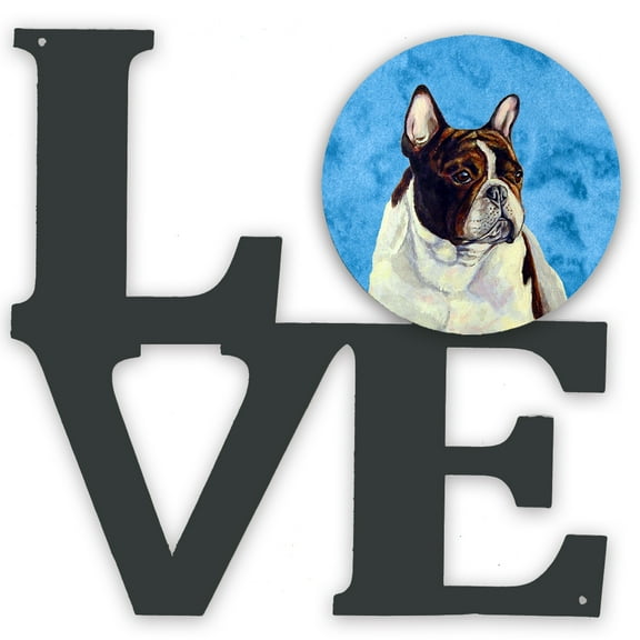 Carolines Treasures LH9382BUWALV Blue French Bulldog Metal Wall Artwork LOVE 12X12 multicolor