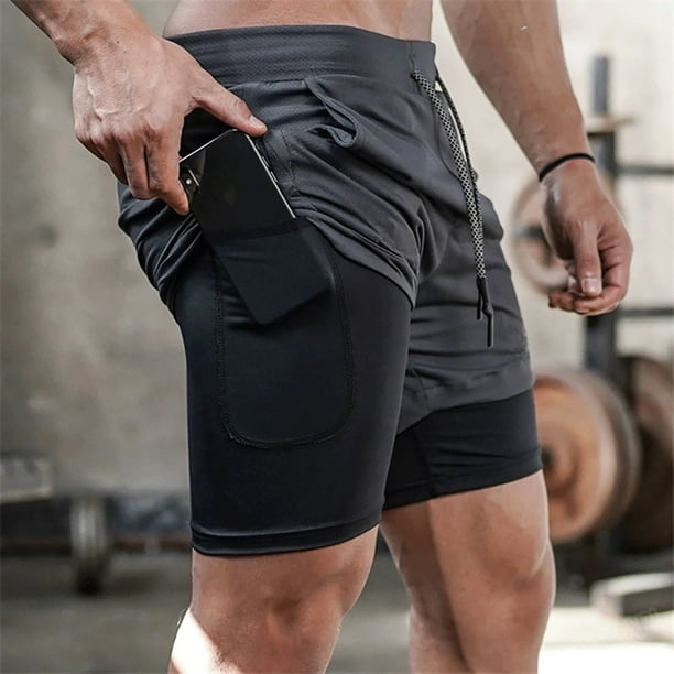 2023 Camo Running Shorts Hombres 2 en 1 de dos pisos de secado rapido GYM Sport Shorts Fitness Jogging Workout Shorts Hombres Deportes Pantalones cortos Tan Jianjun unisex Walmart en linea