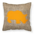 thumbnail image 2 of Carolines Treasures BB1006-BL-OR-PW1818 Rhinoceros Burlap and Orange   Canvas Fabric Decorative Pillow BB1006 18H x18W, 2 of 2
