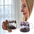 thumbnail image 2 of Double Wall Glass Coffee Mug with Handle, Insulated Clear Floral Tea Cup, Borosilicate Glass Beverage Cup for Coffee, Tea, Milk, Juice, and Daily Drinkware(Red,200ML / 6.8Oz), 2 of 7