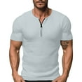 thumbnail image 4 of TKYCMSUAKI Mens Quarter-Zip Shirts V Neck Short Sleeve Golf Shirt Casual Slim Fit Athletic T-Shirts Summer Workout Muscle Tee, 4 of 4