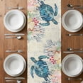 thumbnail image 6 of Coastal Turtle Table Runner - 70 Inch Long, Kitchen Dining Table Runner Dresser Scarves, Farmhouse Nautical Coral Jellyfish Starfish Farmhouse Decor for Coffee Tables Wedding Party Banquet, 6 of 8