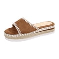 thumbnail image 7 of Espadrilles for Women Open Toe Suede Platform Sandals Comfortable Footbed Slippers Fashion Stitching Summer Casual Slides Brown Size 7, 7 of 7