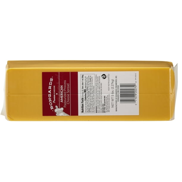 (6 Pack) Bongards Processed Yellow American Cheese, 5Lb