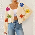 thumbnail image 4 of YueHuiYing Women's Casual Sweater Tops High V-Neck Long Sleeves Button Coat Jacket Knitted Blouse, 4 of 7