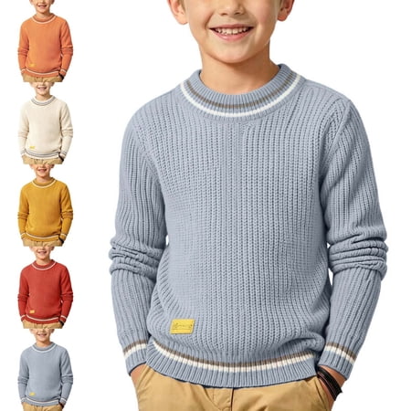 NAISIBABY Boys Sweater Turtleneck Pullover Stretchy School Uniform Casual Sweater Light Blue Size 6