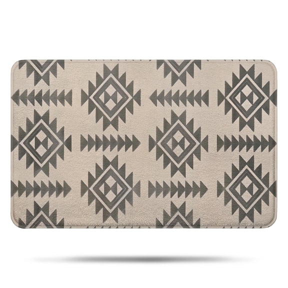 Beige Geometric Triangle Diamond Pattern Bathroom Rugs Mat,Non Slip Microfiber Bathroom Rug,Rubber Backing,Soft Bathroom Mats for Bathroom Floor,Tub and Shower,17x27in(43x68cm)