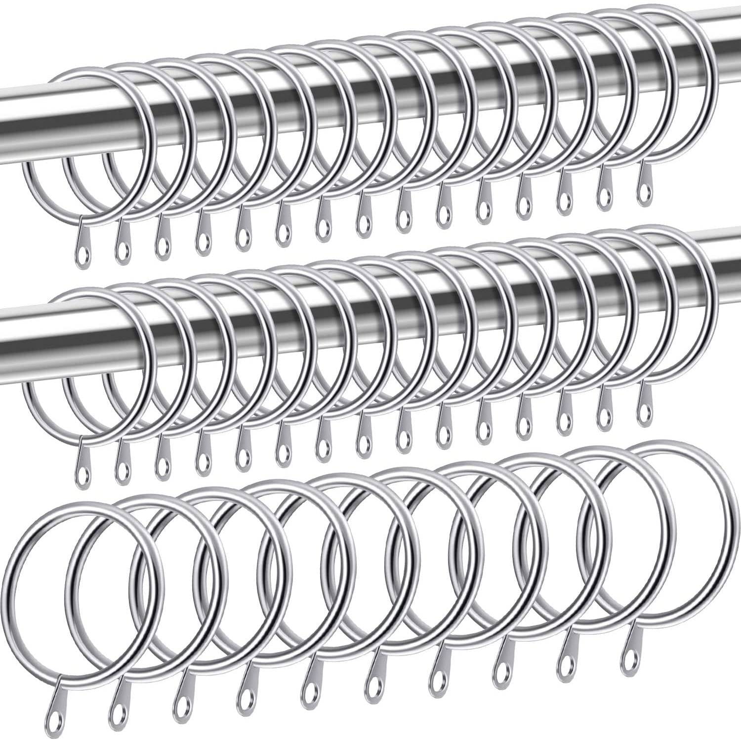 6 x Metal Curtain Rings Stainless Steel Use With Pole Upto 32mm 