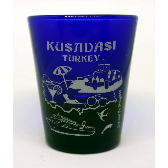 Kusadasi Turkey Cobalt Blue Frosted Shot Glass