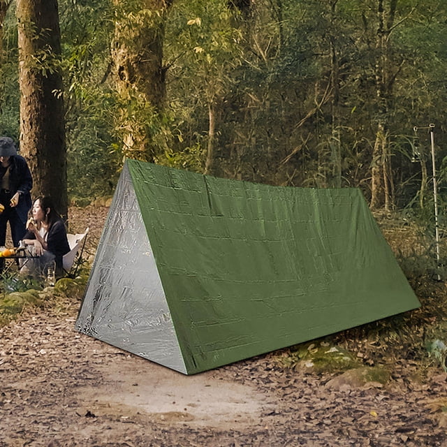 Riforla Tente d'Urgence Tente Tube pour Personne Abri Tente Abri d'Urgence Utilisation comme Équipement Couverture Spatiale pour Camping Randonnée Camping et Randonnée Vert