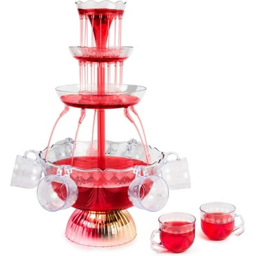 3-story lighting party fountain with 1.5 gallons, LED lighting base including 8 reusable cups