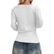 thumbnail image 2 of MHFRRA Camiseta de Manga Larga con Botones para Mujer, Blusa Holgada Informal, Estilo Sexy, Estilo Urbano Blanco, 2 of 5