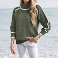 thumbnail image 2 of SGMVNU Chandails d'Automne pour Femmes Tendance 2025 Mignon Col Roulé Manches Longues Bloc de Couleur Tricot (Vert, G), 2 of 6
