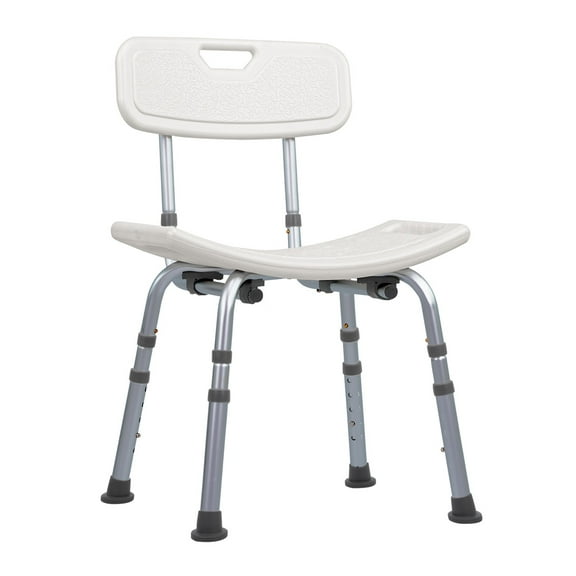 MEDICAL STORE Silla para Baño Ducha Segura Estructura de Aluminio, Cómoda Antidezlizante con Respaldo, Desarmable y con Altura Ajustable