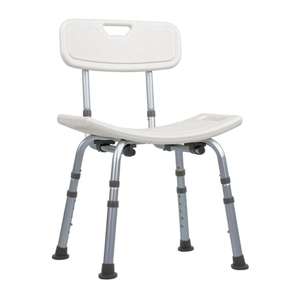 MEDICAL STORE Silla para Baño Ducha Segura Estructura de Aluminio, Cómoda Antidezlizante con Respaldo, Desarmable y con Altura Ajustable