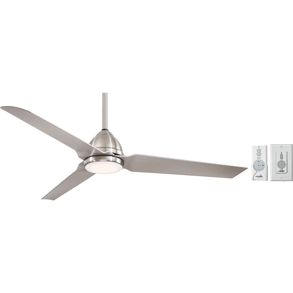 54" Brushed Nickel Silver Blade LED Ceiling Fan with Remote