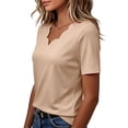 thumbnail image 3 of Cilsoka Womens Short Sleeve Tops Seashell Edge V Neck Dressy Casual Loose Fit Shirts Summer Vacation Blouses 2026 Trendy Clothes, 3 of 6