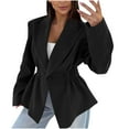 thumbnail image 2 of Long Jacket for Women, Pleated Waist Buttoned Loose Suit Jacket, 2 of 9