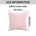thumbnail image 7 of Unique Bargains Pack of 2 Leaf Jacquard Plush Pillow Covers for Bedroom 20" x 20" Pink, 7 of 7