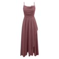 thumbnail image 5 of NordicNest Women's Spaghetti Strap Tulle Midi Dress Cowl Neck Ruched Bodice with Asymmetrical Flowy Skirt Elegant Party Wedding Guest Gown Purple,XL, 5 of 5