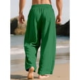 thumbnail image 5 of Men’s Linen Wide Leg Pants Elastic Waist Drawstring | Lightweight Breathable, Loose Fit Full Length Trousers, Big and Tall, Casual Summer Beach Daily Wear, 3XL, 5 of 7