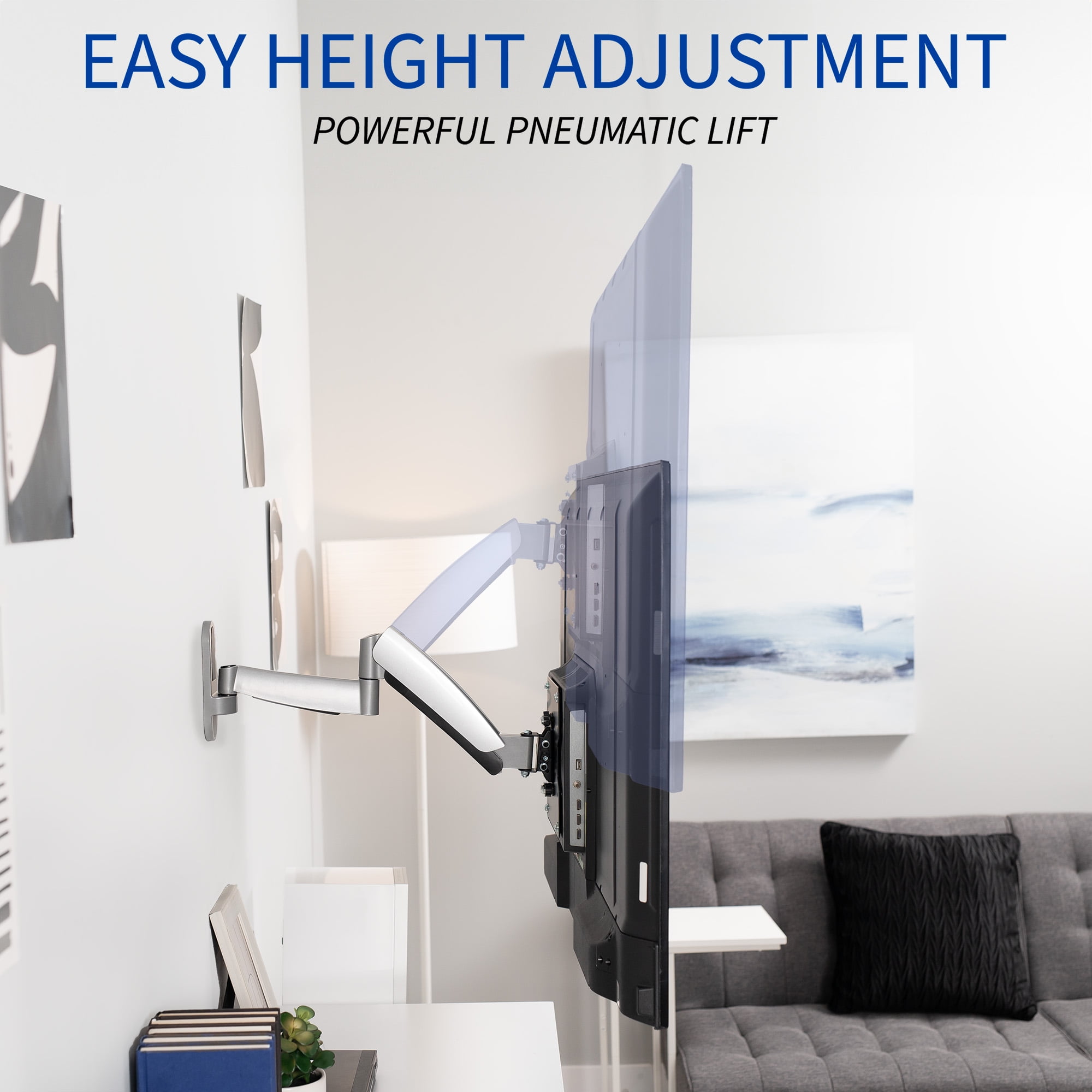TV Height Adjustable Gas Spring Wall Mount for 26" to 55" LCD LED Plasma Screen