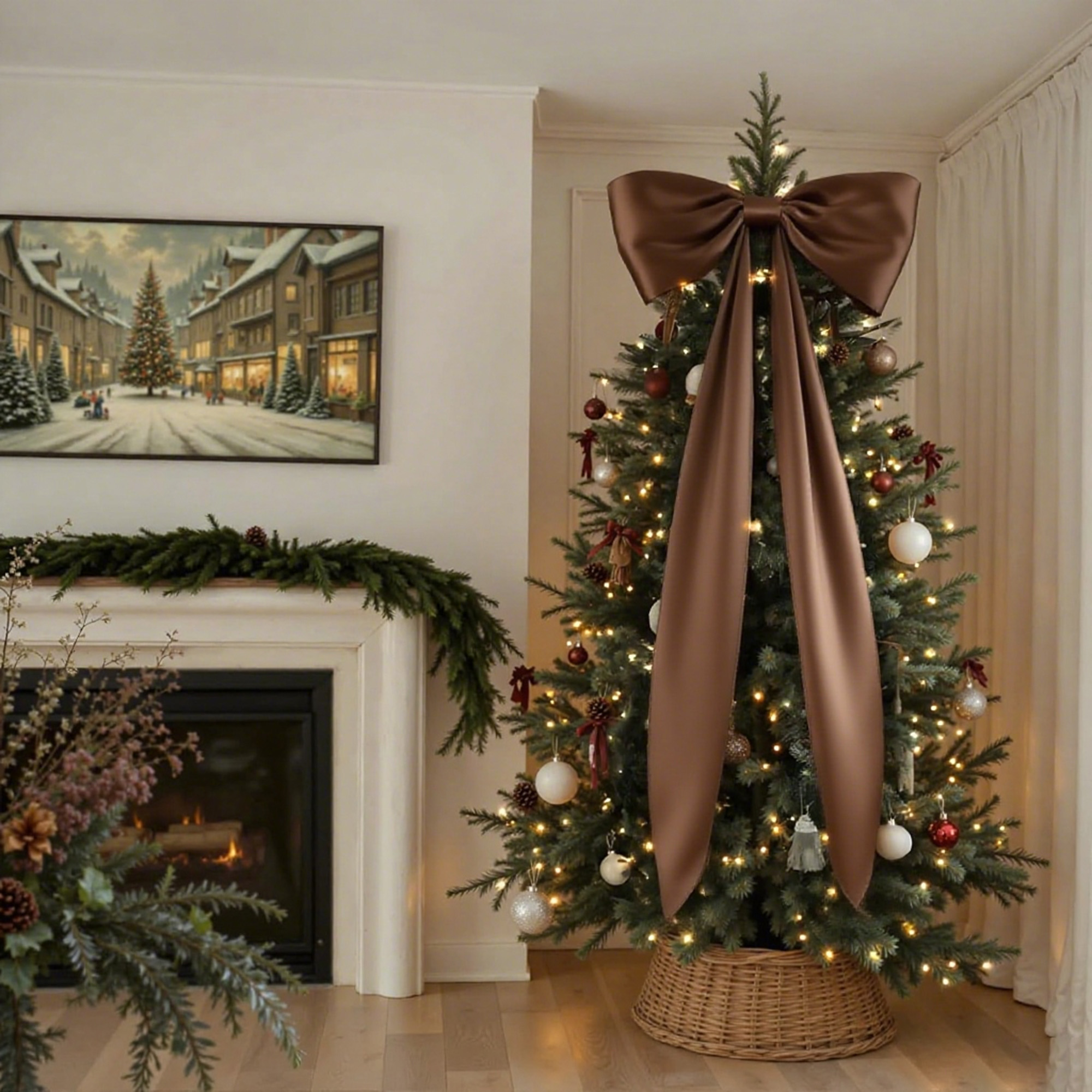 6 Ft Big Christmas Bows for Christmas Tree ,Indoor Christmas Decorations Home Room Party Hanging Decor