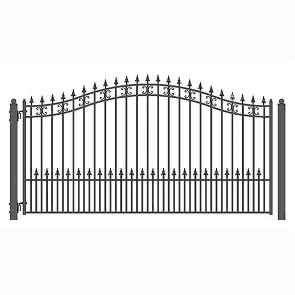 ALEKO Steel St. Louis Style Garden 18 feet Single Swing Black Driveway Gate