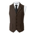 thumbnail image 2 of RYDCOT Men's Lapel Single Breasted Suit Vest V-Neck Sleeveless Vest Slim Fit Casual Vests Coffee, 2 of 6