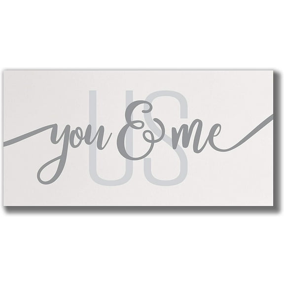 You & Me Us Script Rustic Wood Wall Sign 9x18